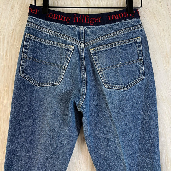 Tommy Hilfiger Juniors Straight Leg Jeans Blue Logo On Waist High Rise Juniors 9 - Picture 5 of 10